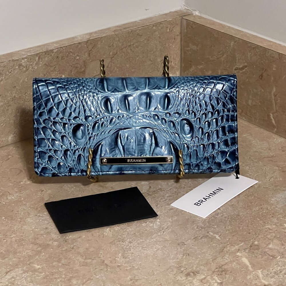 BRAHMIN Ady Wallet Retro Blue Melbourne - Picture 2 of 5